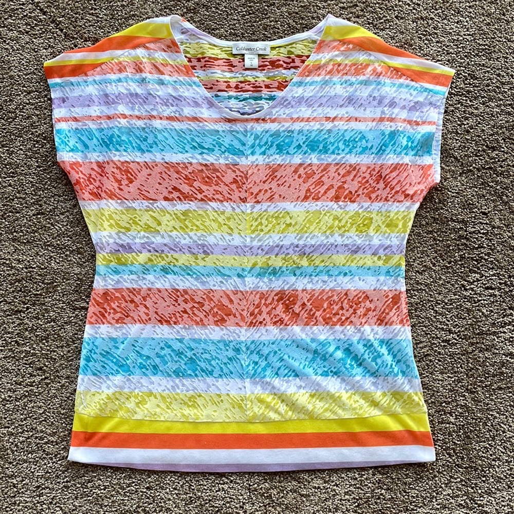 Coldwater Creek Striped Burn Out Top